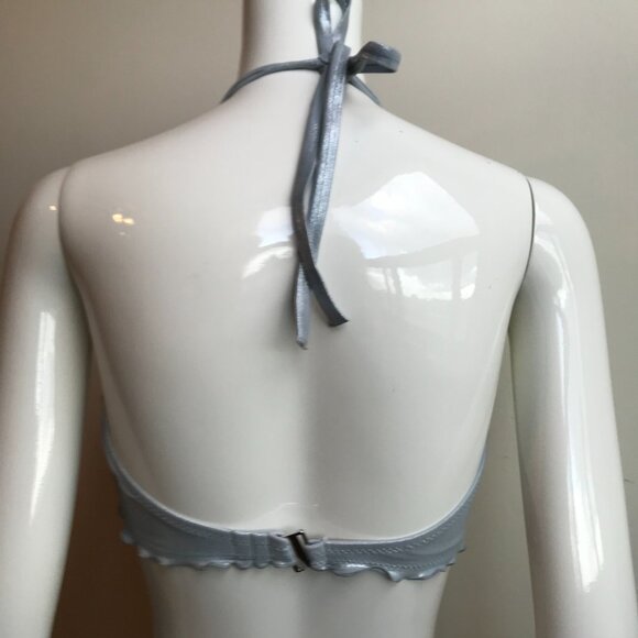 SunDazed 34 DD Bra cup solid silver metallic underwire top set shirred ruffled - Picture 9 of 13